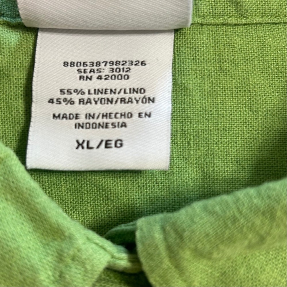 Jaclyn Smith Womens XL Green Button Front 3/4 Sleeve Blouse Linen Look Top - Picture 9 of 10